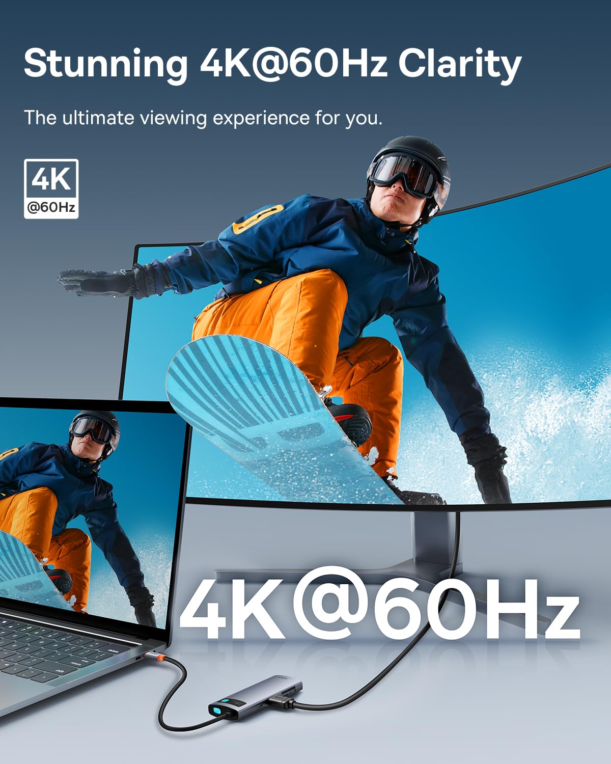 Foto 3 | Hub Usb C Baseus 7 En 1 Con Hdmi 4k @60hz, 3 Usb-a, Pd De 100 W - Venta Internacional.