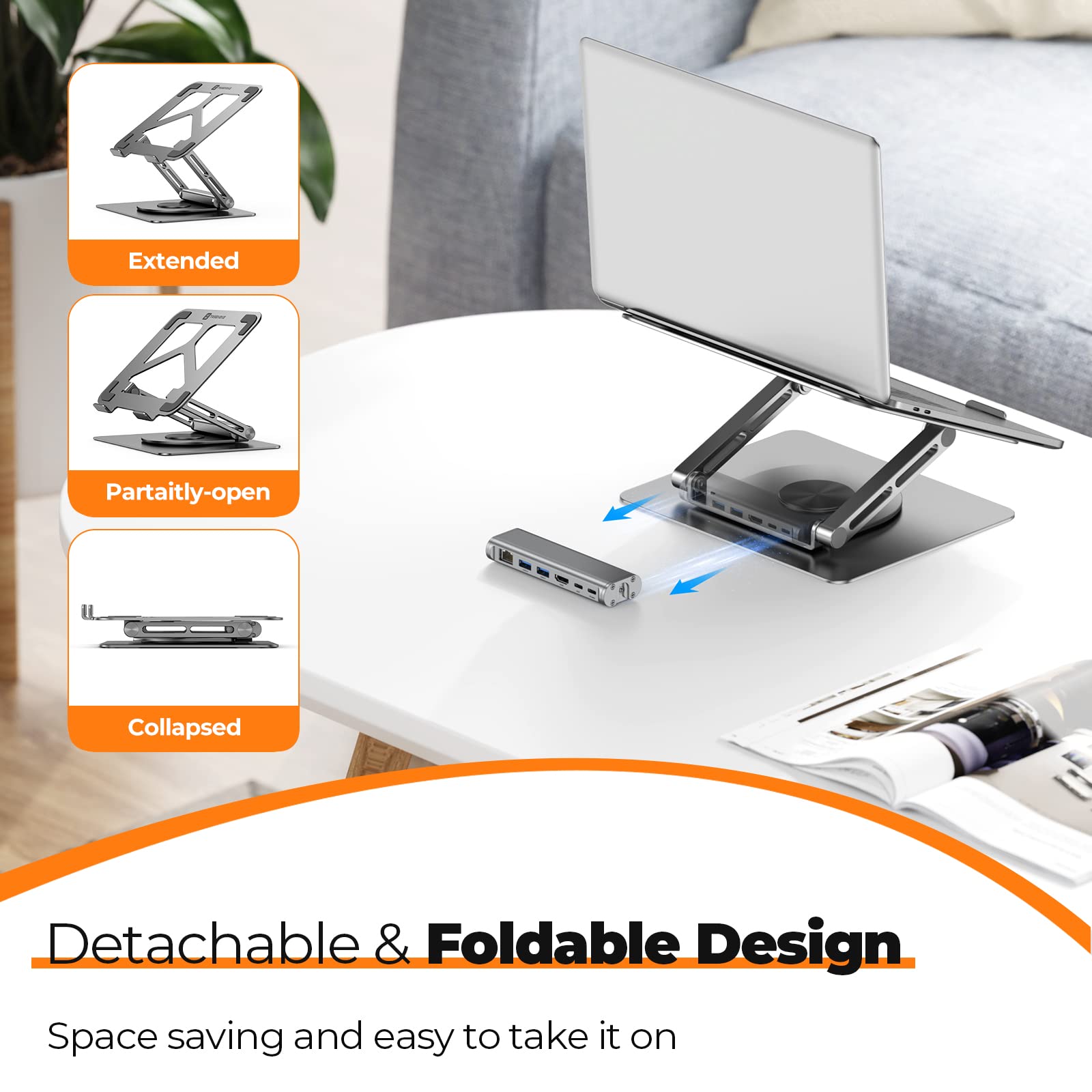Foto 6 | Base De Carga Para Ordenador Portátil Tobenone Tobenone Usb C 6 En 1, Color Gris - Venta Internacional.