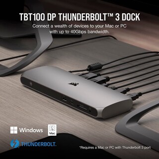 Foto 2 | Estación De Acoplamiento Thunderbolt 3 Corsair Tbt100 Dp Con Displayport 4k60 - Venta Internacional.