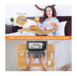 Foto 4 | Mesa Plegable de Madera Soporte para Laptop con Asa Portátil