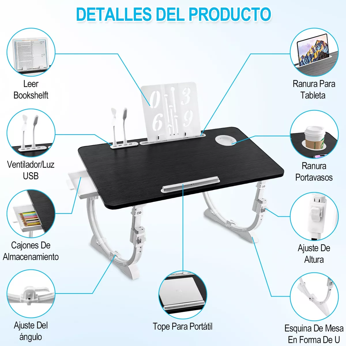 Foto 3 | Mesa Plegable Eo Safe Imports Esi11341 Negro para Computadora