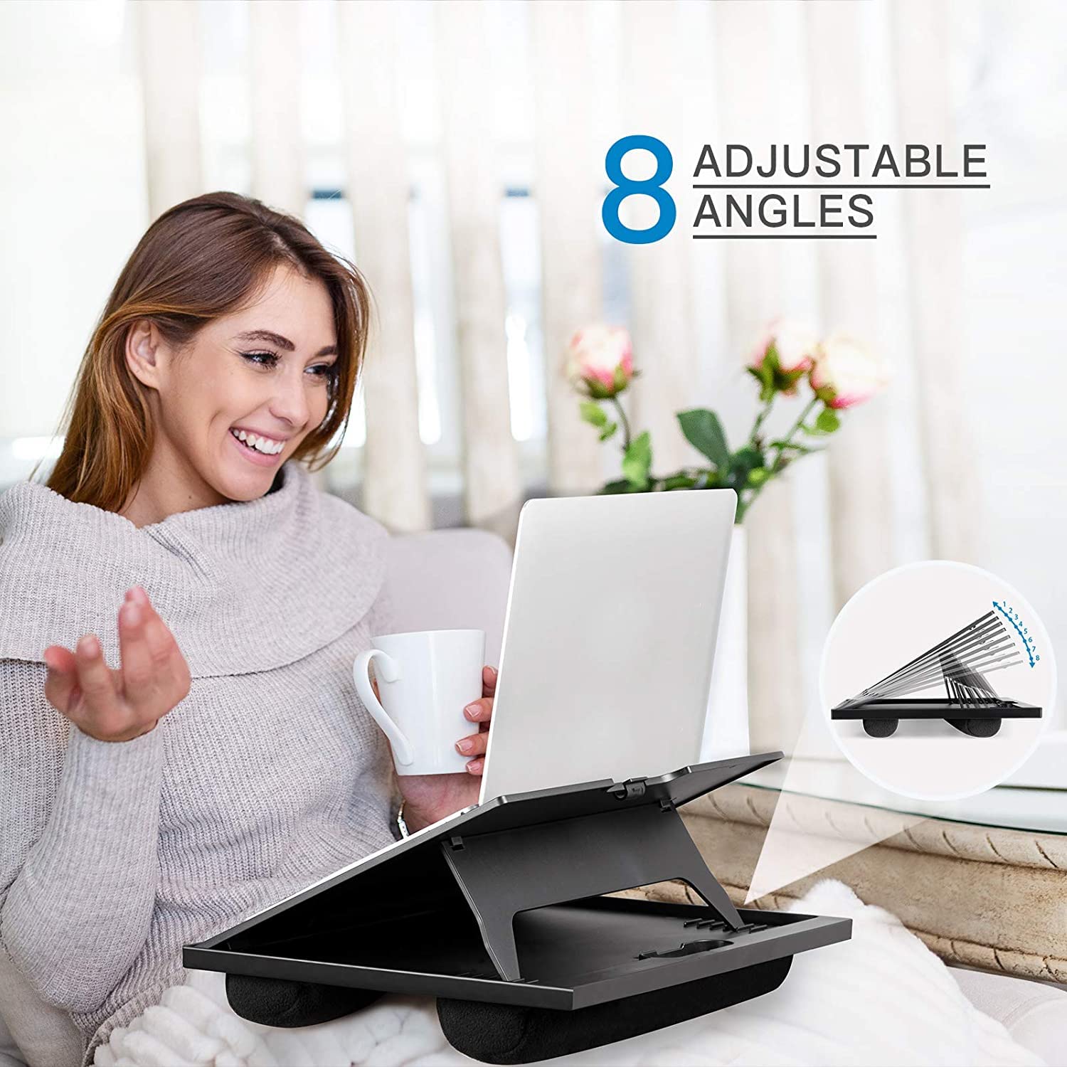 Foto 6 pulgar | Escritorio Portátil Huanuo Ajustable con 8 Ángulos y Cojines Dobles - Venta Internacional