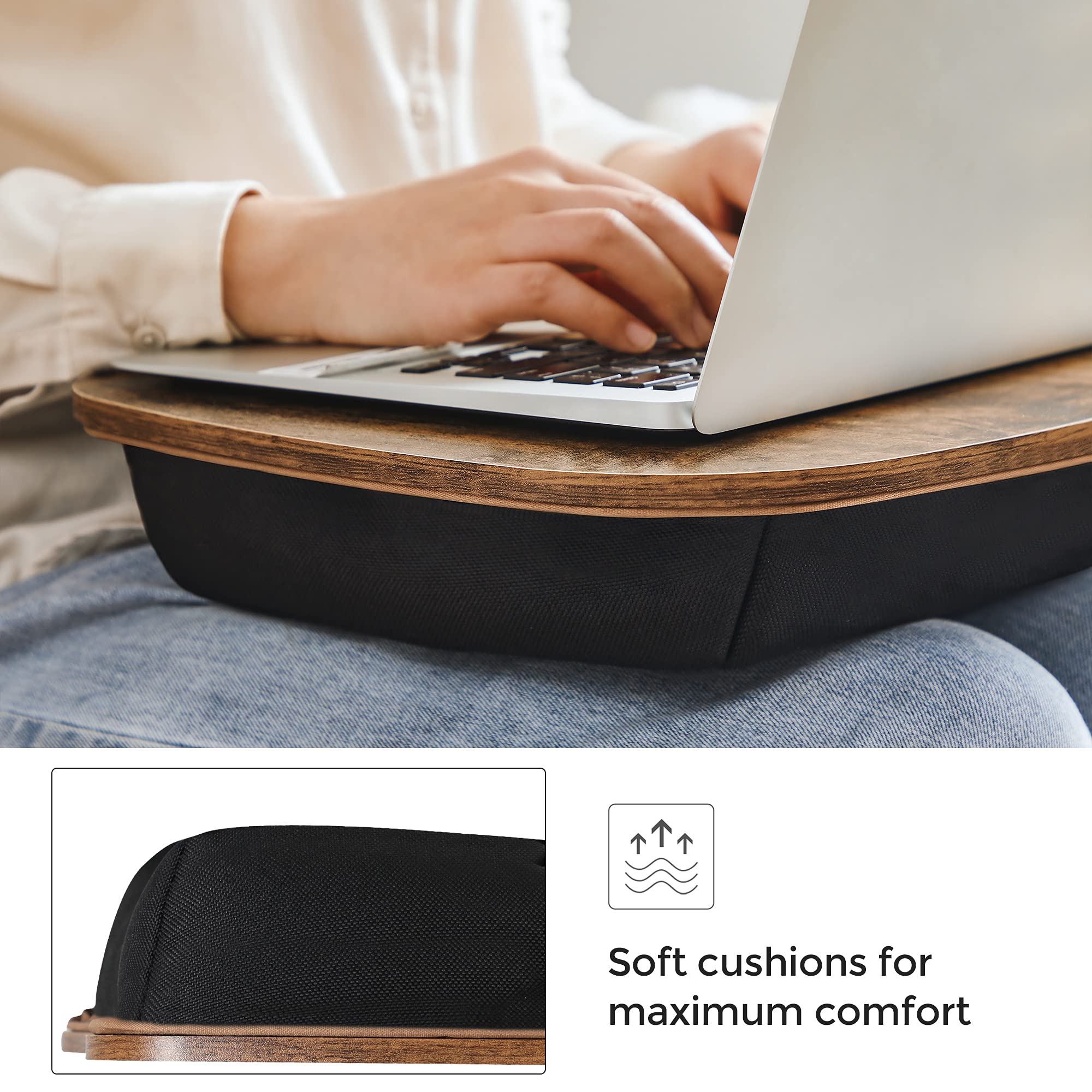 Foto 6 | Lap Desk Songmics, Bandeja Para Ordenador Portátil, Con Asa, Color Marrón Rústico