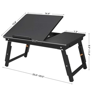 Foto 6 | Escritorio Para Portátil Songmics, Bandeja Plegable De Bambú Con Cajón, Color Negro