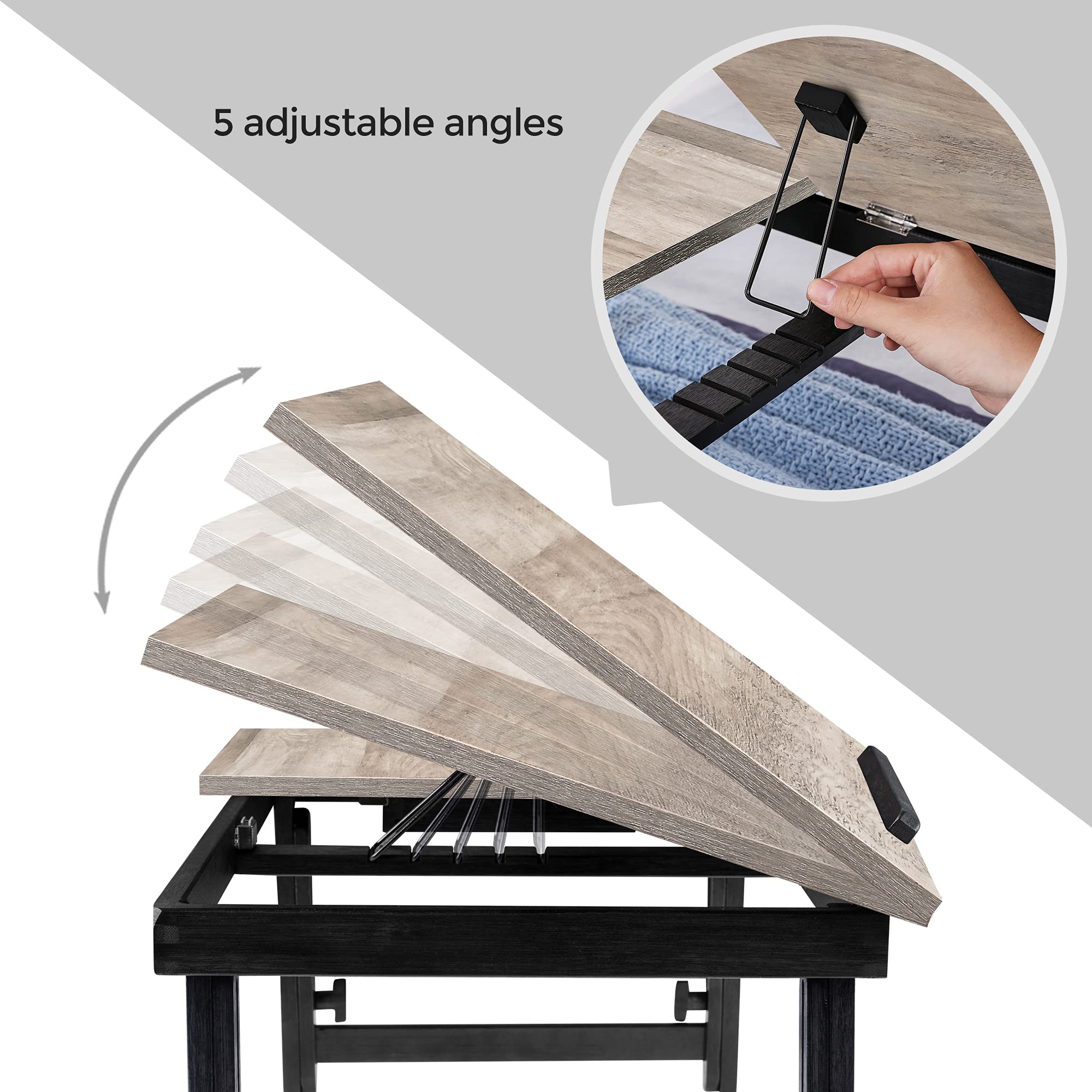 Foto 6 pulgar | Escritorio Portátil Songmics Tapa Ajustable Greige