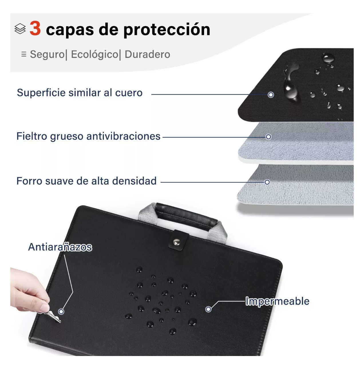 Foto 3 pulgar | Funda para Laptop Pro13/15.4 Impermeable 13 '' Negra