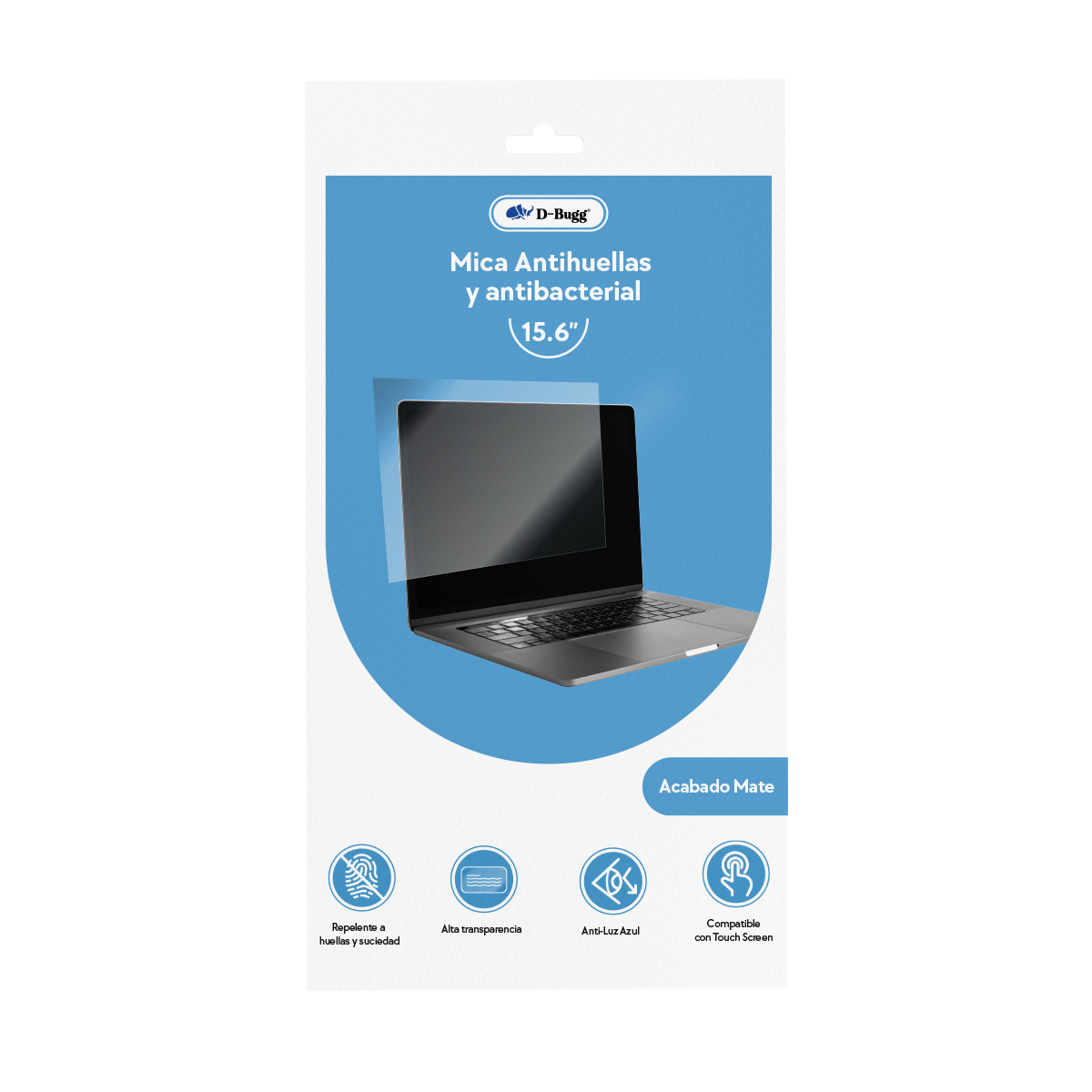 Foto 6 pulgar | Mica Antihuellas y Antibacterial para Laptop 15.6"  D-Bugg con Acabado Mate
