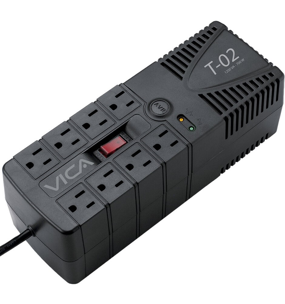 Foto 3 | Regulador Electrónico de Voltaje Vica T-02 de 700 w/ 8 Puertos color Negro