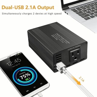 Foto 3 | Inversor de Alta Potencia para Coche 150 W, Doble USB