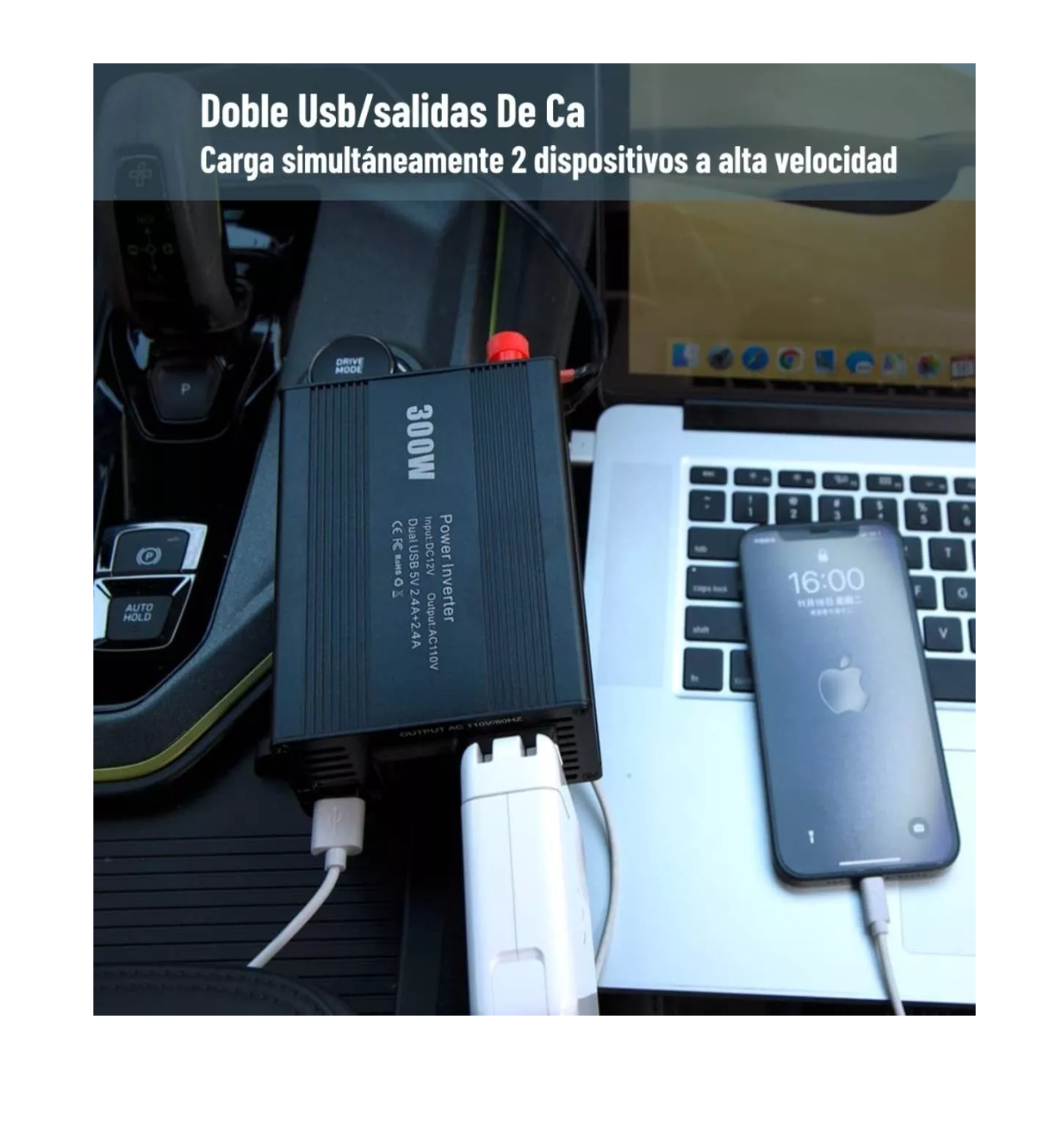 Foto 4 pulgar | Inversor de Potencia Lab.G Negro de 300 W para Auto