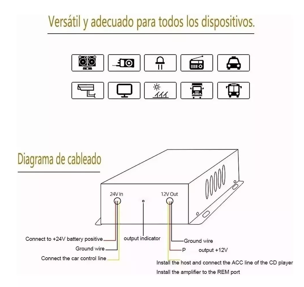 Foto 3 | Convertidor Inversor De Voltaje De 24 V A 12 V Transformador Negro