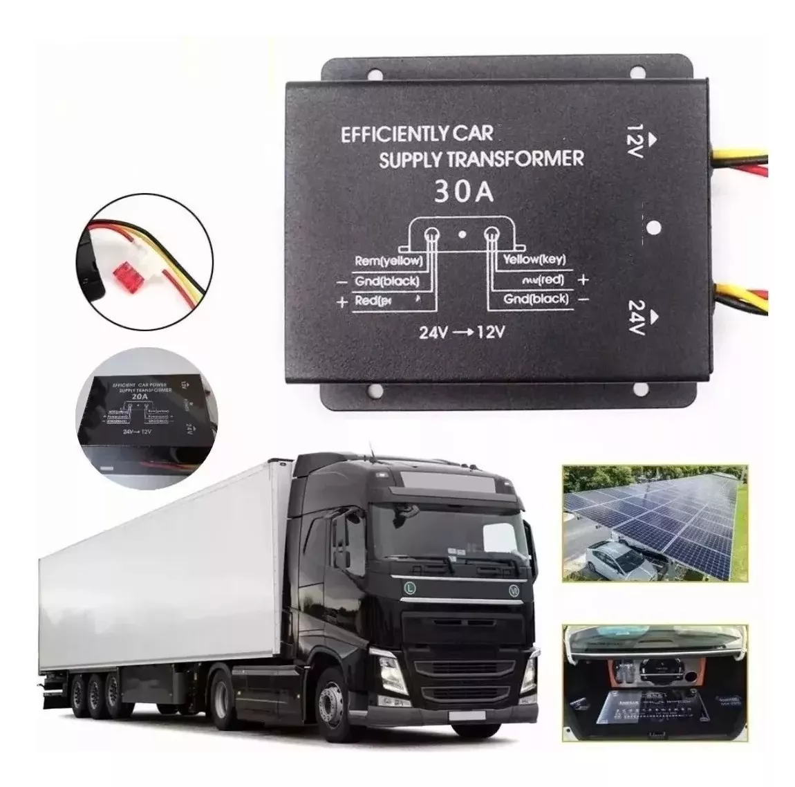 Foto 5 | Convertidor Inversor De Voltaje De 24 V A 12 V Transformador Negro