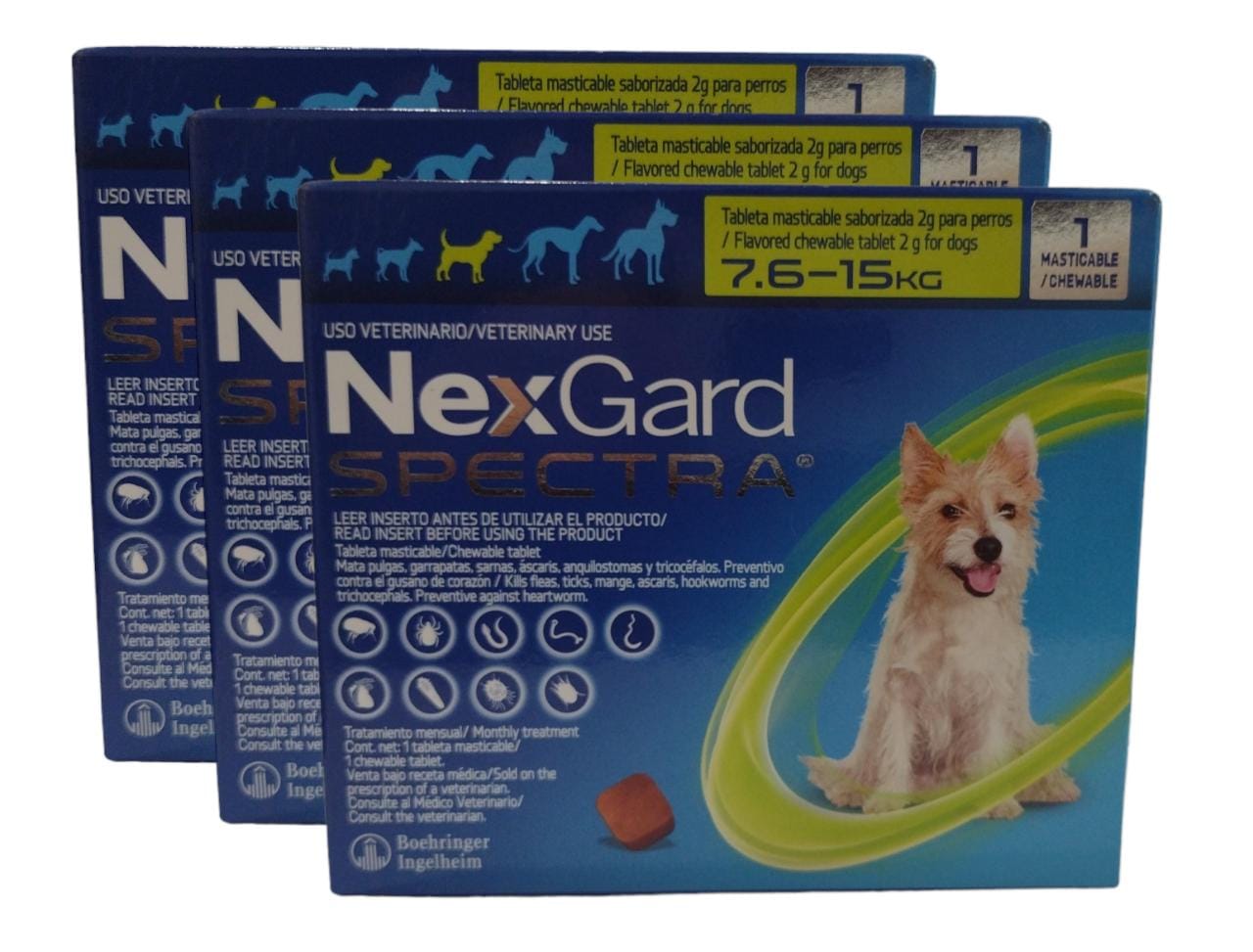 Foto 2 pulgar | Desprasitante Nexgard Spectra 7.5-15kg 3 Pzas Para Perro Precio Mayoreo