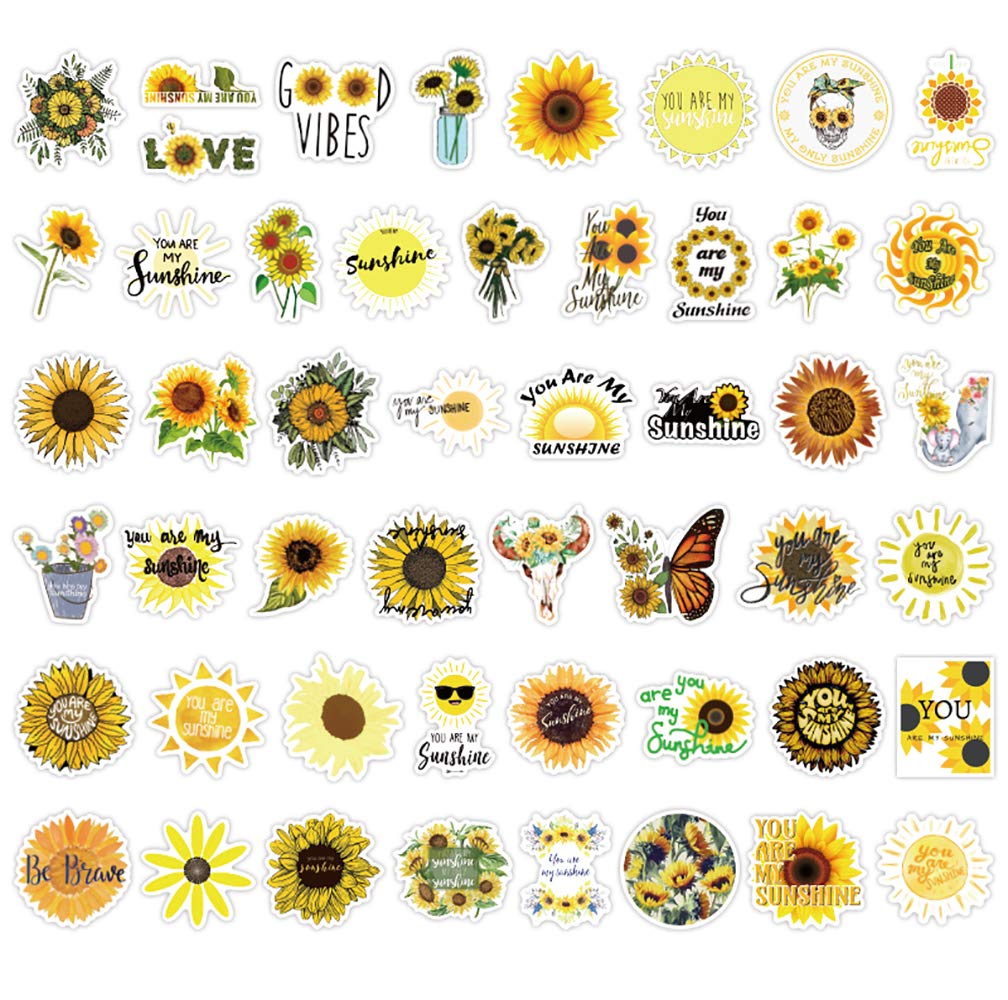 Foto 3 | Pegatinas Acekar Sunflower, 50 Unidades, Impermeables Para Ordenador Portátil Y Móvil - Venta Internacional.