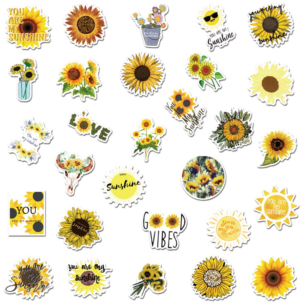 Foto 2 | Pegatinas Acekar Sunflower, 50 Unidades, Impermeables, Para Portátil - Venta Internacional.