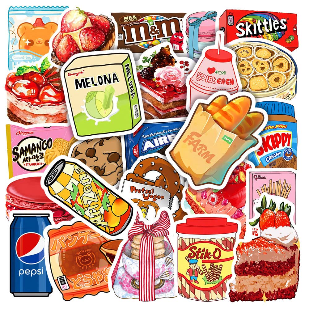 Foto 1 | Calcomanías De Comida, 100 Unidades, Lindas Pegatinas De Vinilo Kawaii, Impermeables - Venta Internacional.
