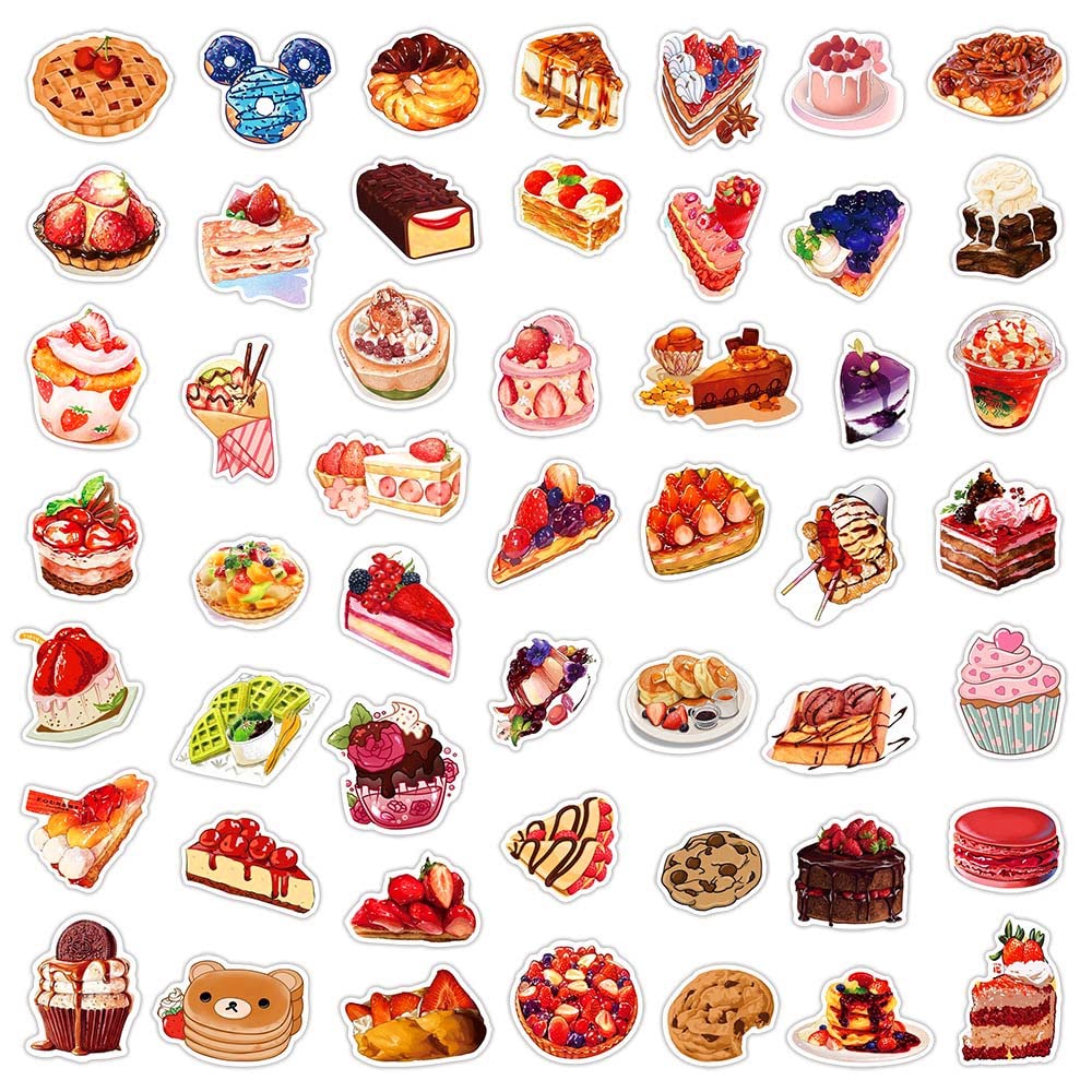 Foto 2 | Calcomanías De Comida, 100 Unidades, Lindas Pegatinas De Vinilo Kawaii, Impermeables - Venta Internacional.