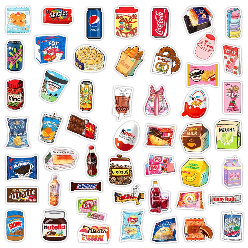 Foto 3 | Calcomanías De Comida, 100 Unidades, Lindas Pegatinas De Vinilo Kawaii, Impermeables - Venta Internacional.