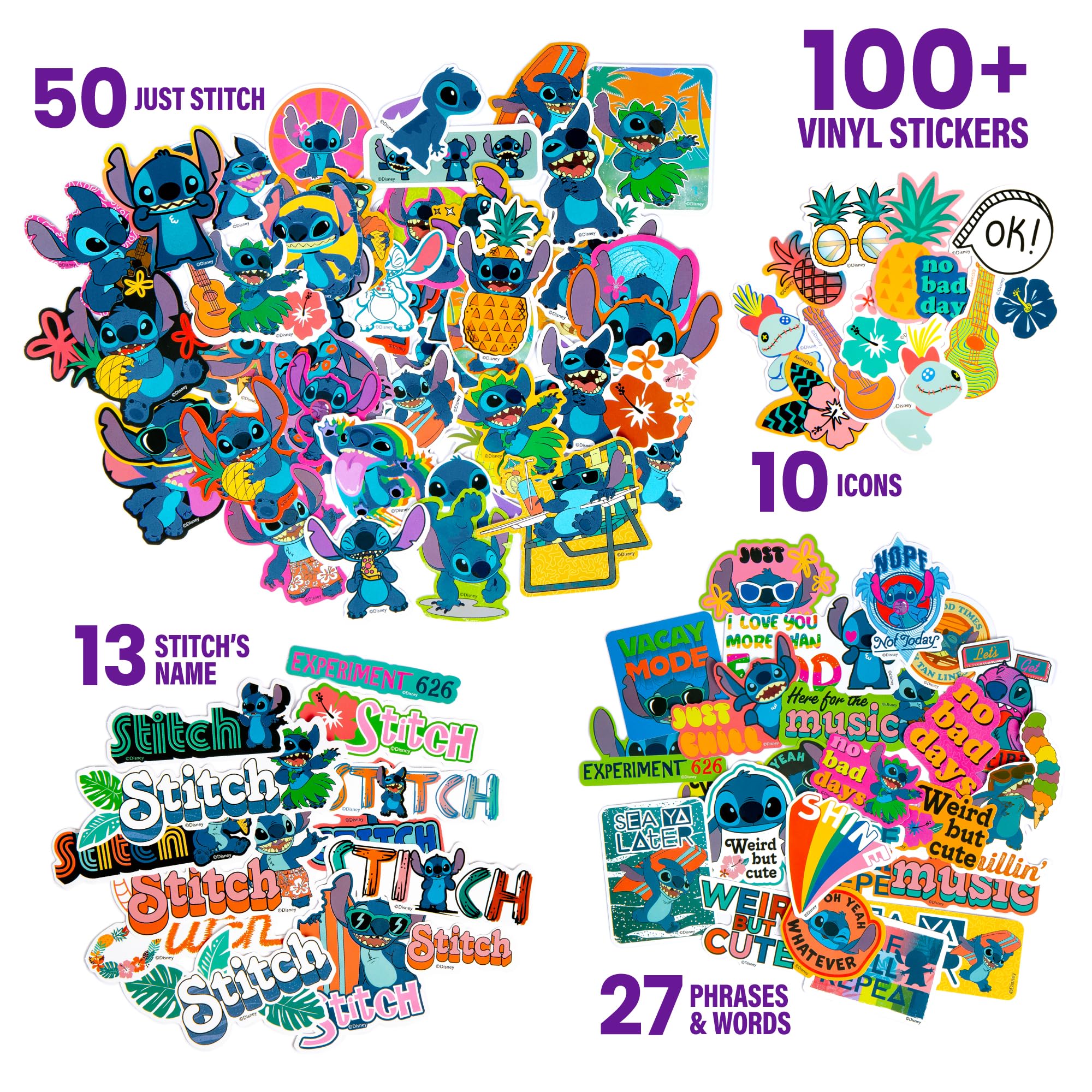 Foto 4 pulgar | Paquete De Pegatinas Fashion Angels Disney Stitch Con 100 Pegatinas - Venta Internacional.
