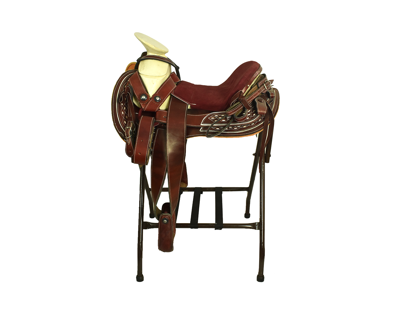 Foto 2 pulgar | Montura Cola de Pato para Caballo Talabartería Del Bajío color Vino de Vaqueta  Asiento Forrado 15''