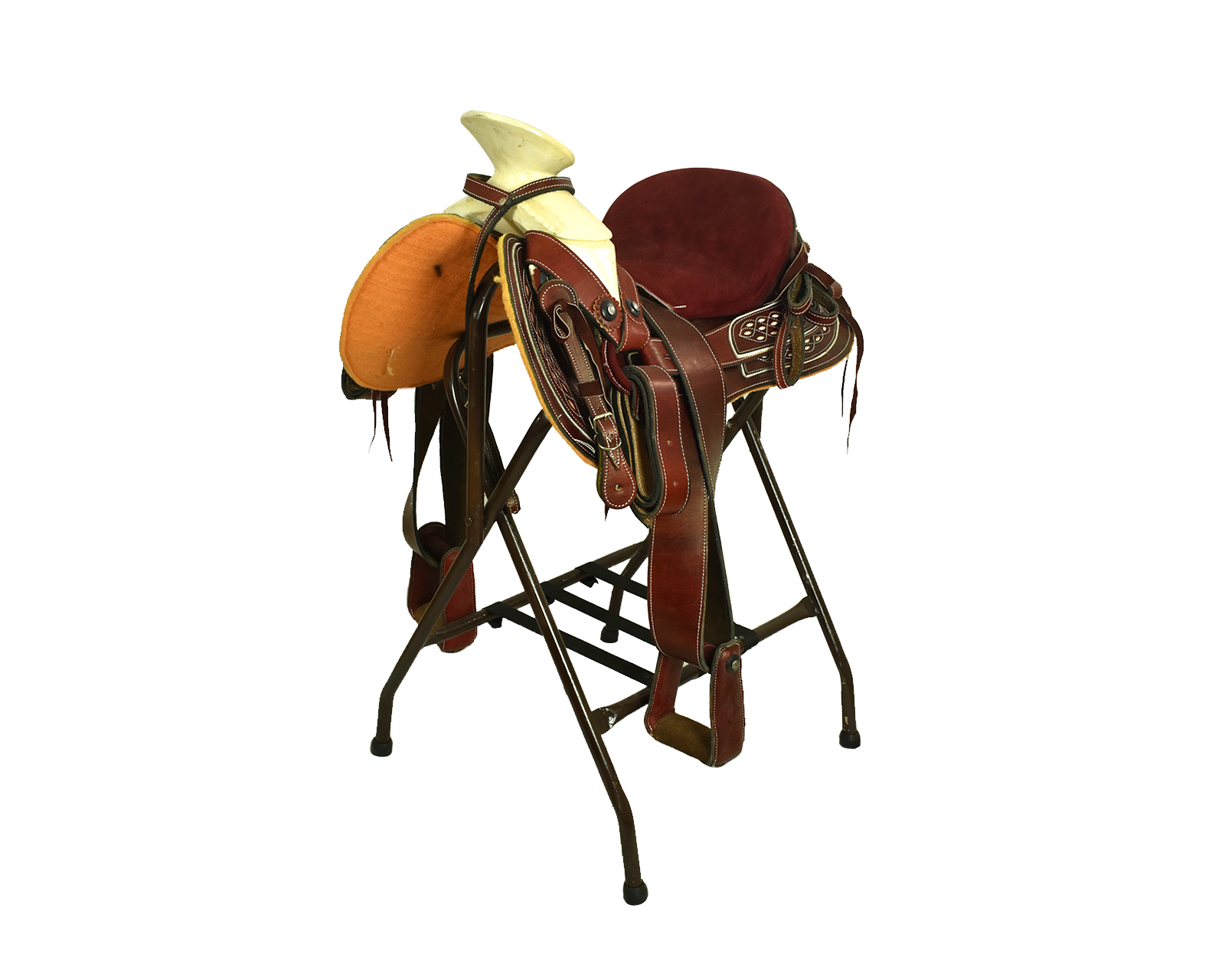 Foto 3 pulgar | Montura Cola de Pato para Caballo Talabartería Del Bajío color Vino de Vaqueta  Asiento Forrado 15''