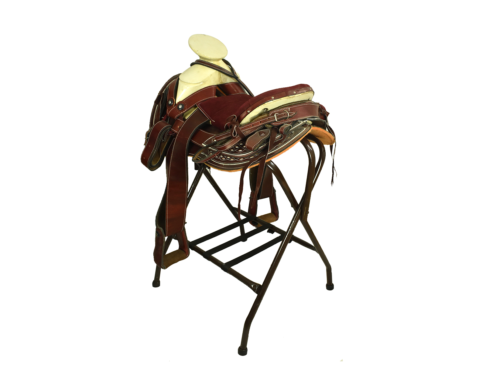 Foto 4 pulgar | Montura Cola de Pato para Caballo Talabartería Del Bajío color Vino de Vaqueta  Asiento Forrado 15''