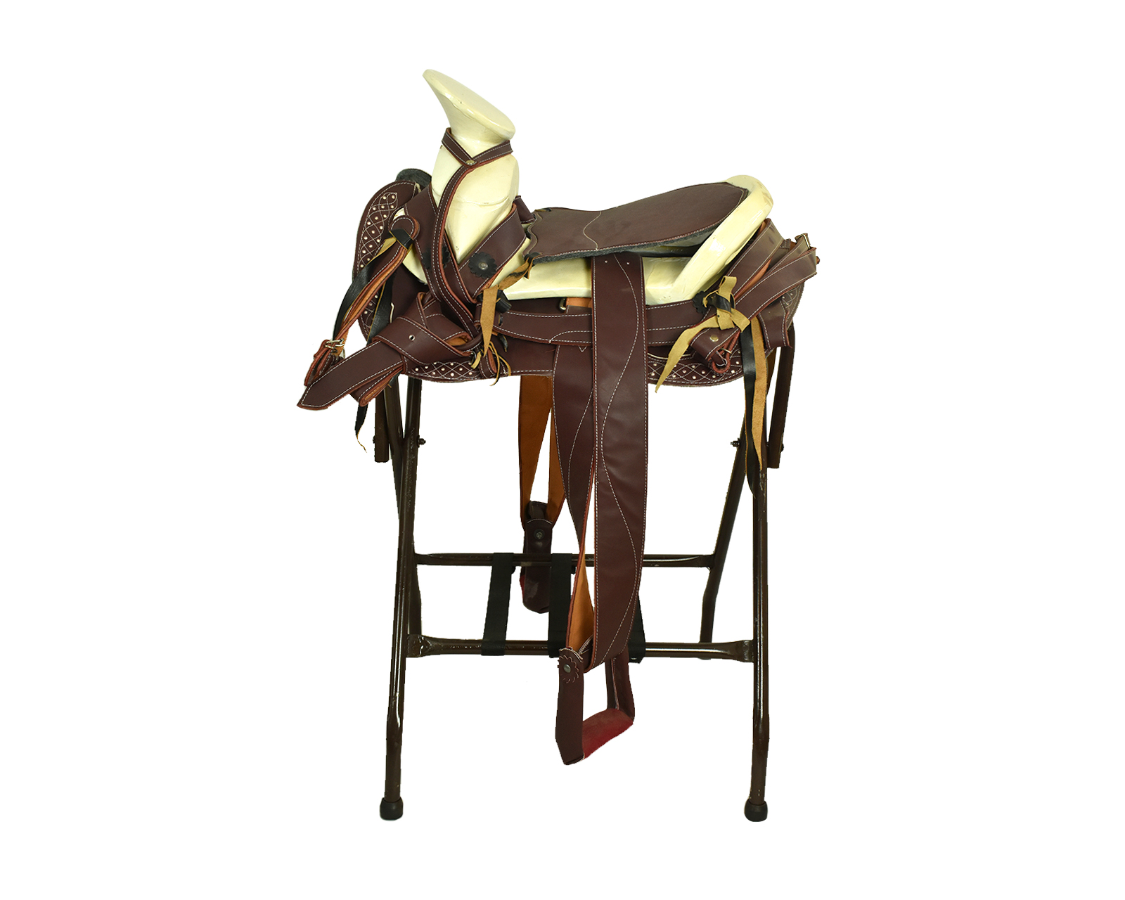 Foto 1 | Montura Cola De Pato Para Caballo Talabartería Del Bajío De Piel Cromo Color Vino Fuste 15''