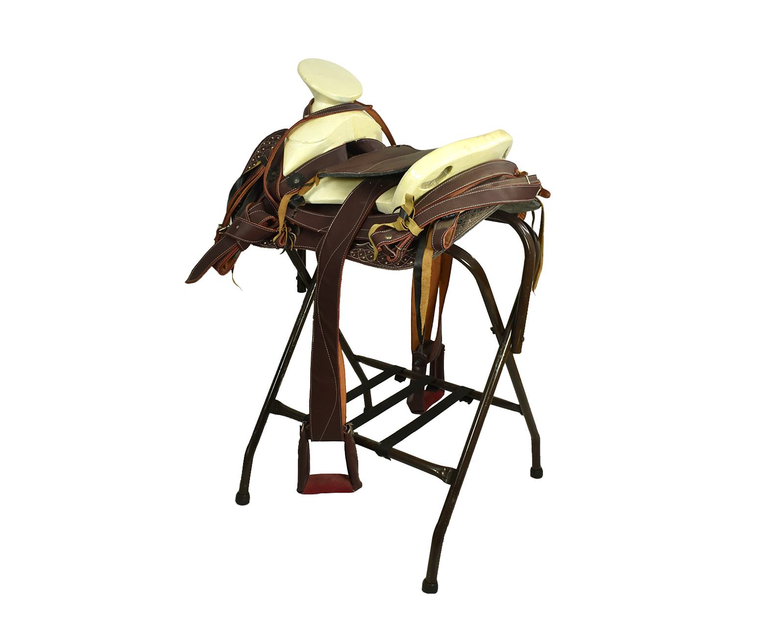 Foto 4 pulgar | Montura Cola De Pato Para Caballo Talabartería Del Bajío De Piel Cromo Color Vino Fuste 15''
