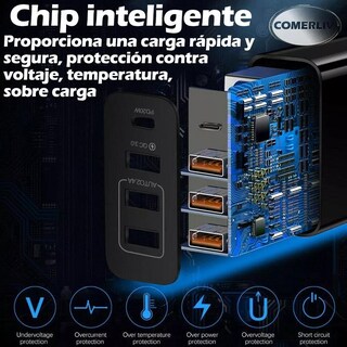 Foto 3 | Cargador Universal Cubo Pared 4 Usb Tipo C Turbo