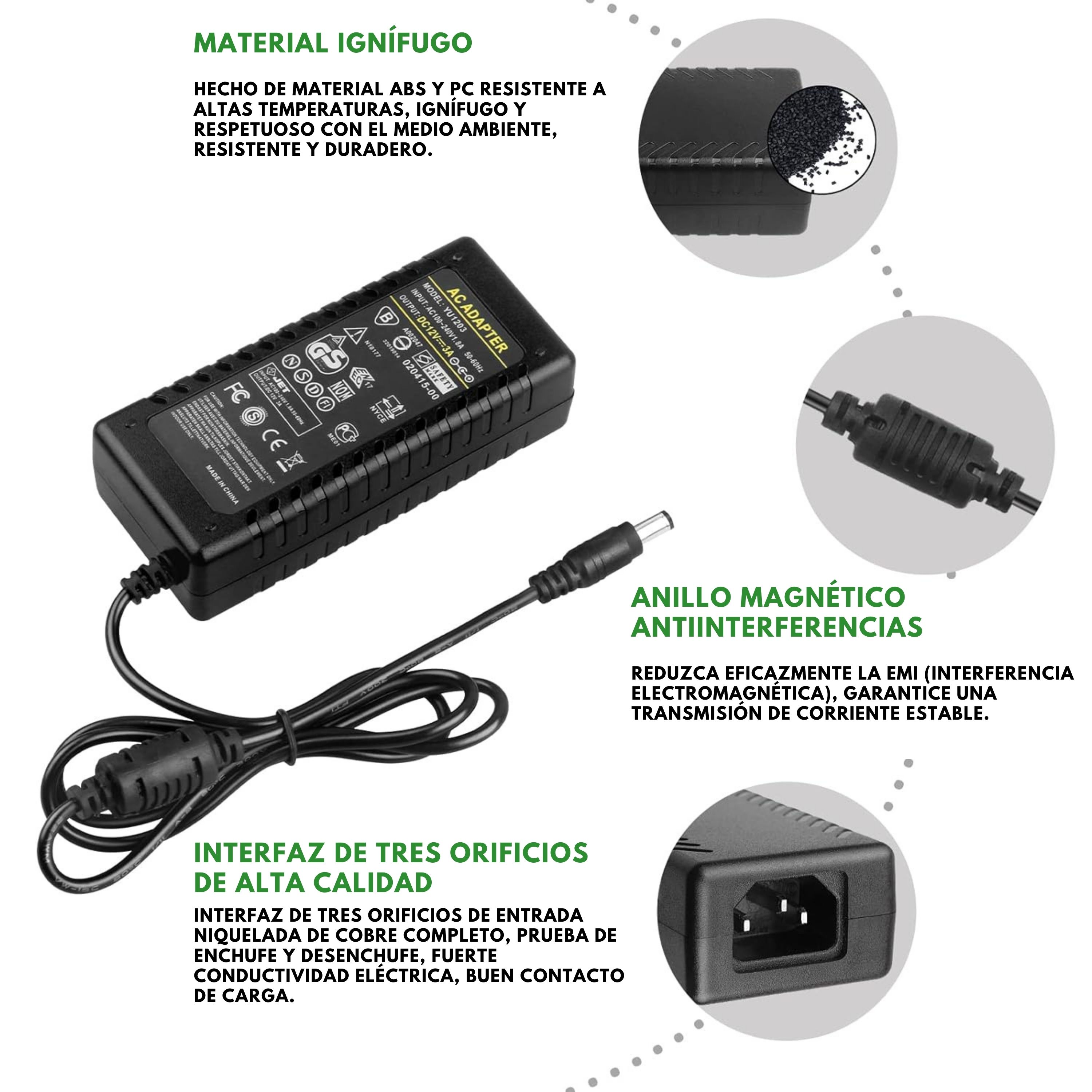 Foto 5 pulgar | Adaptador De Corriente 12v 5a Fuente De Alimentación Compatible Con Múltiples Dispositivos