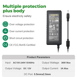 Foto 8 | Adaptador De Corriente 12v 5a Fuente De Alimentación Compatible Con Múltiples Dispositivos