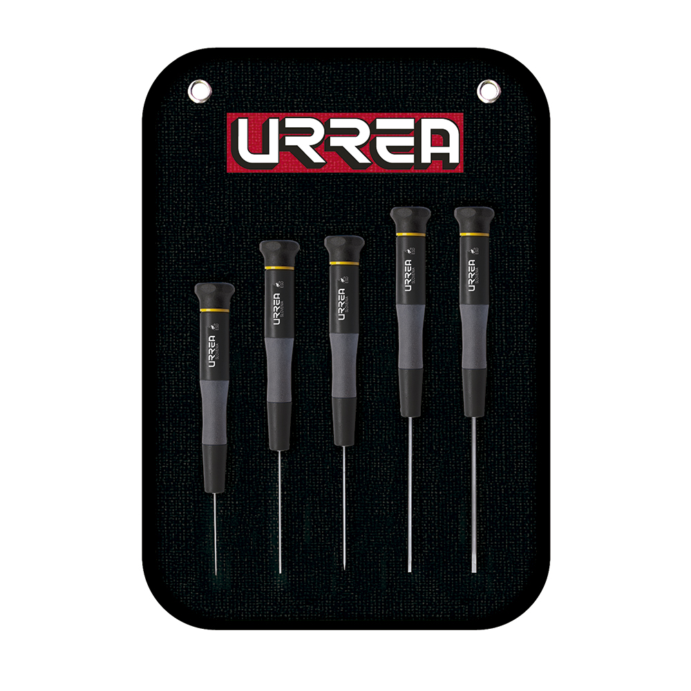 Juego Desarmadores Urrea 9500bg color Negro Esd Punta Plana 5 Piezas Estuche Lona