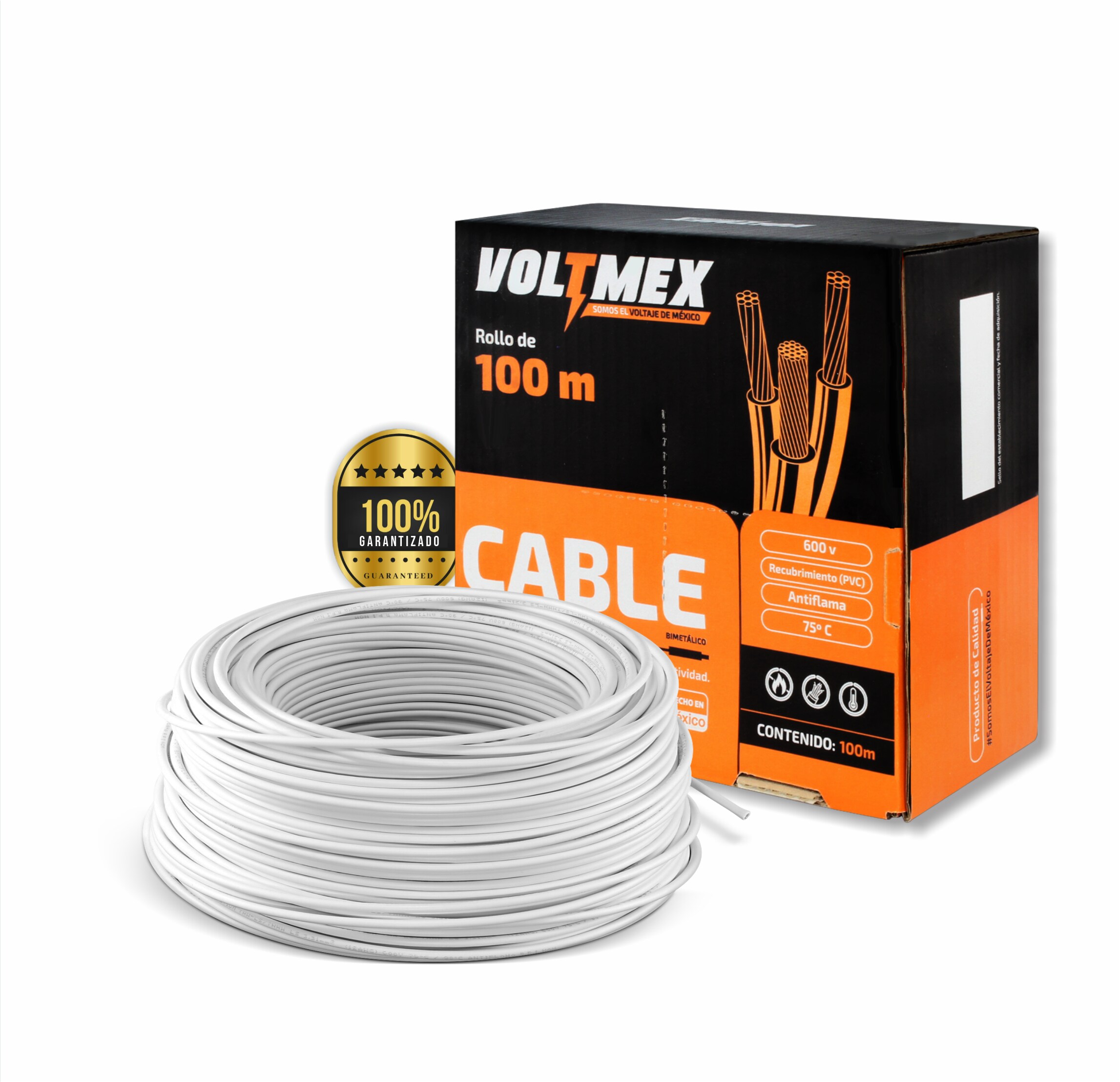 Cable Eléctrico Voltmex Calibre 10 Blanco Rollo de 100 M $449