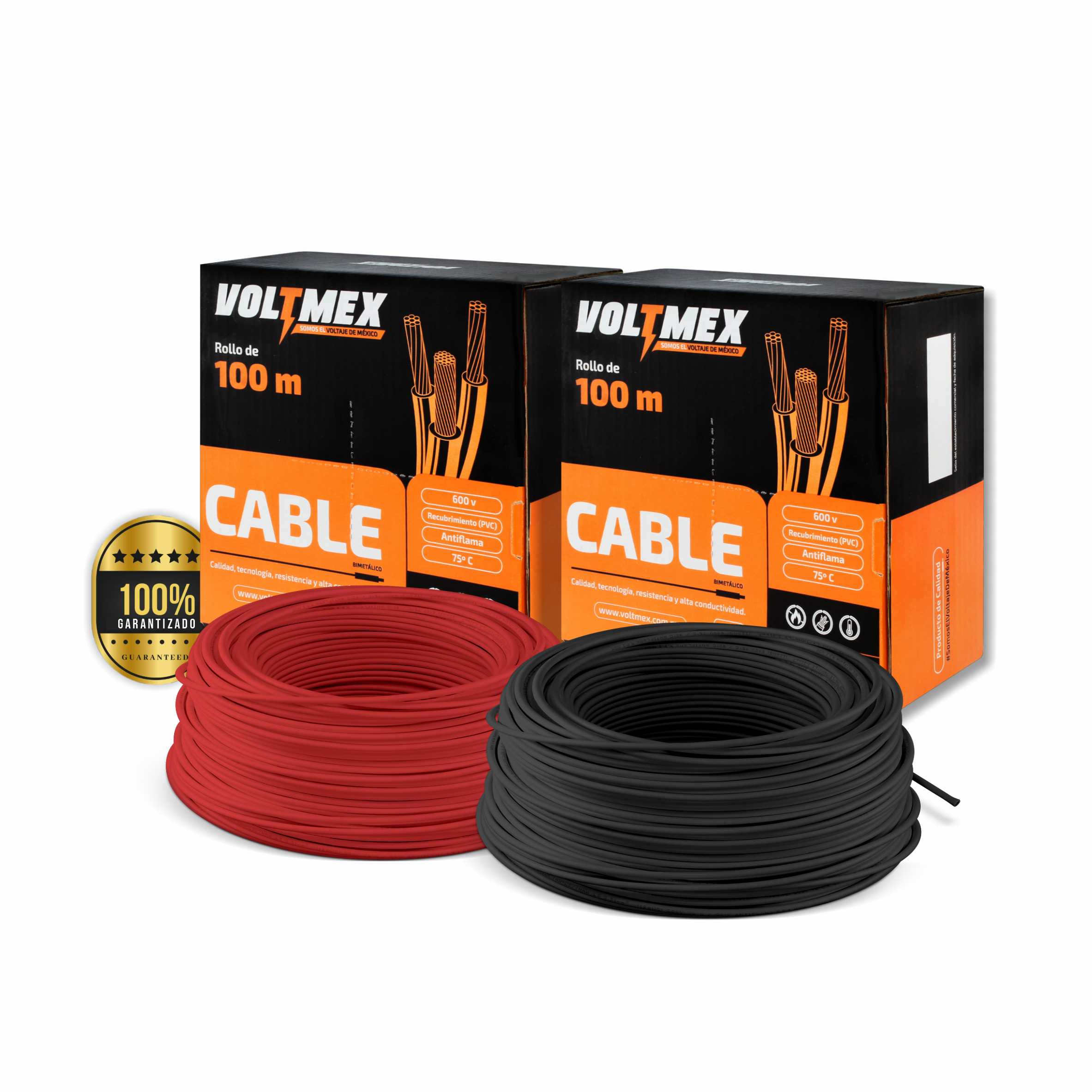 Foto 1 | Paquete 2 Rollos Cable Eléctrico Voltmex Calibre 12 Negro Y Rojo 100 Metros