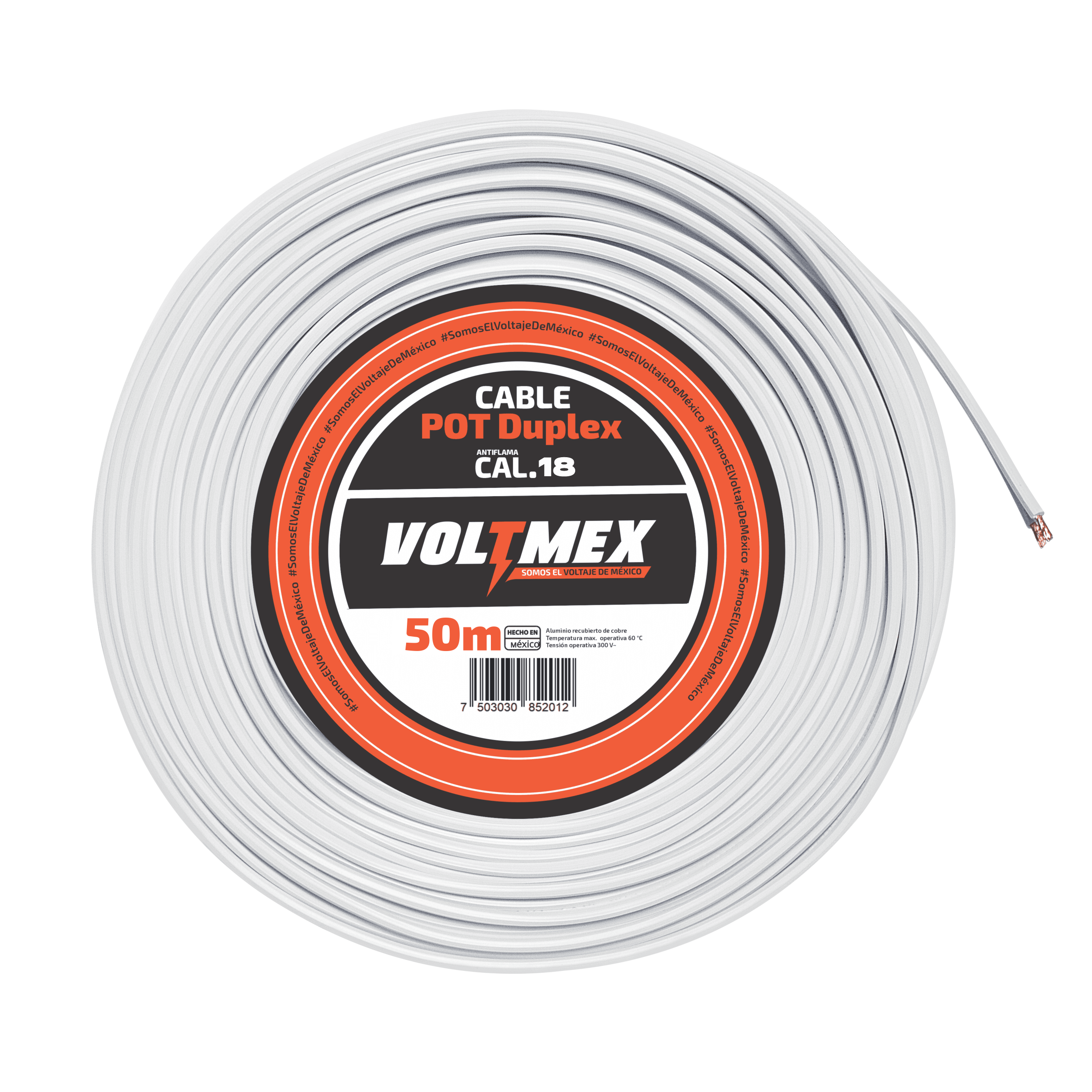 Cable Eléctrico Pot Duplex Calibre 18 Voltmex 50 Metros