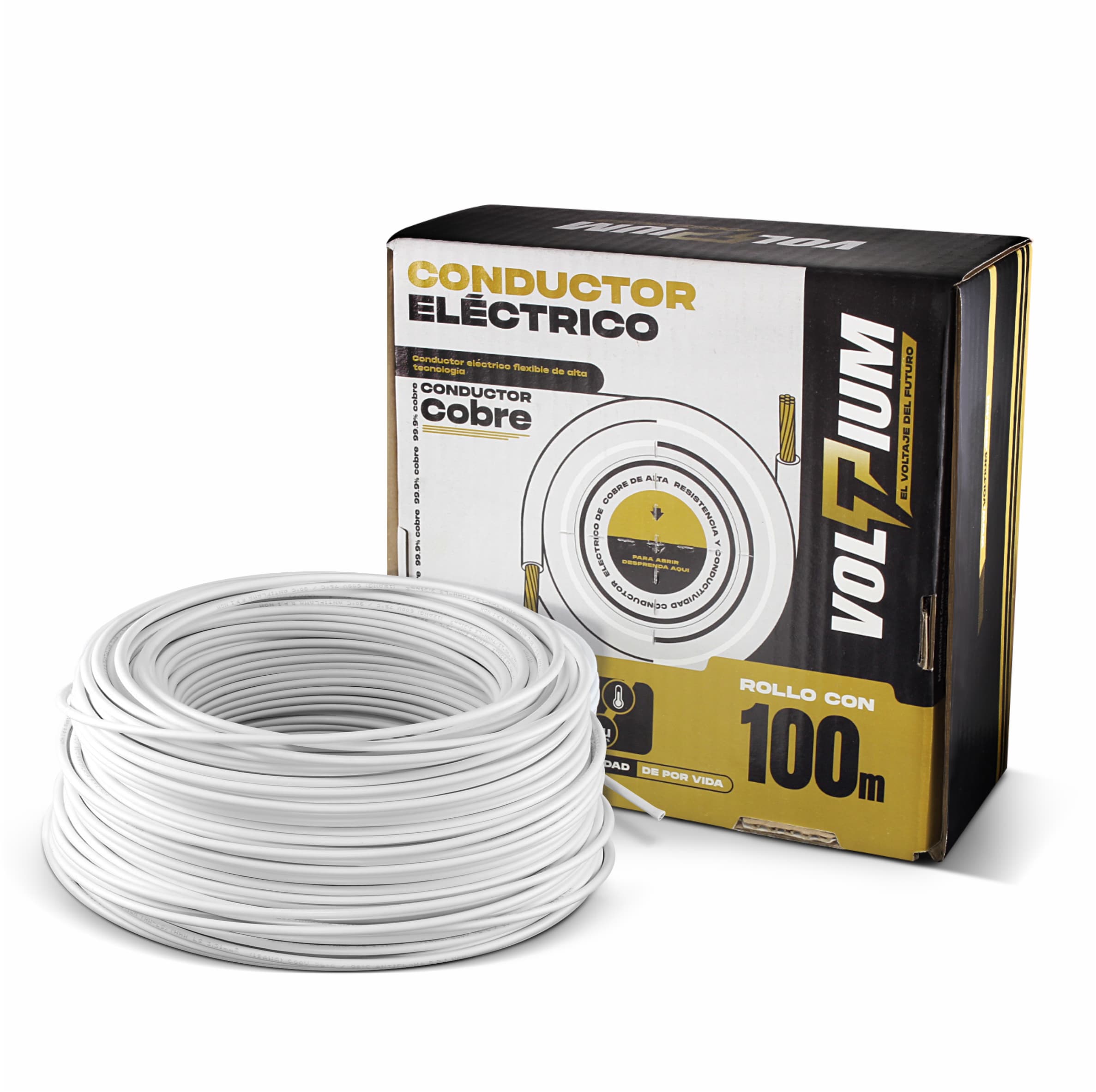 Cable Eléctrico Voltium Thw-ls / Thhw-ls, Calibre 14 Blanco 100% Cobre 100m $778