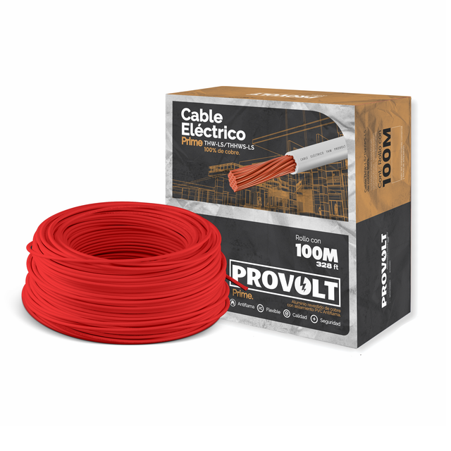 Foto 2 pulgar | Cable Eléctrico Provolt Prime Thw-ls / Thhw-ls, Calibre 14 Rojo 100% Cobre 100m