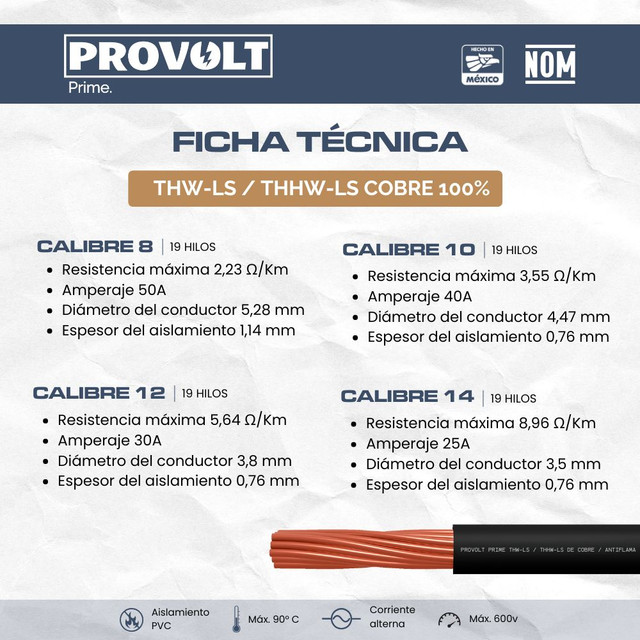 Foto 3 pulgar | Cable Eléctrico Provolt Prime Thw-ls / Thhw-ls, Calibre 14 Rojo 100% Cobre 100m