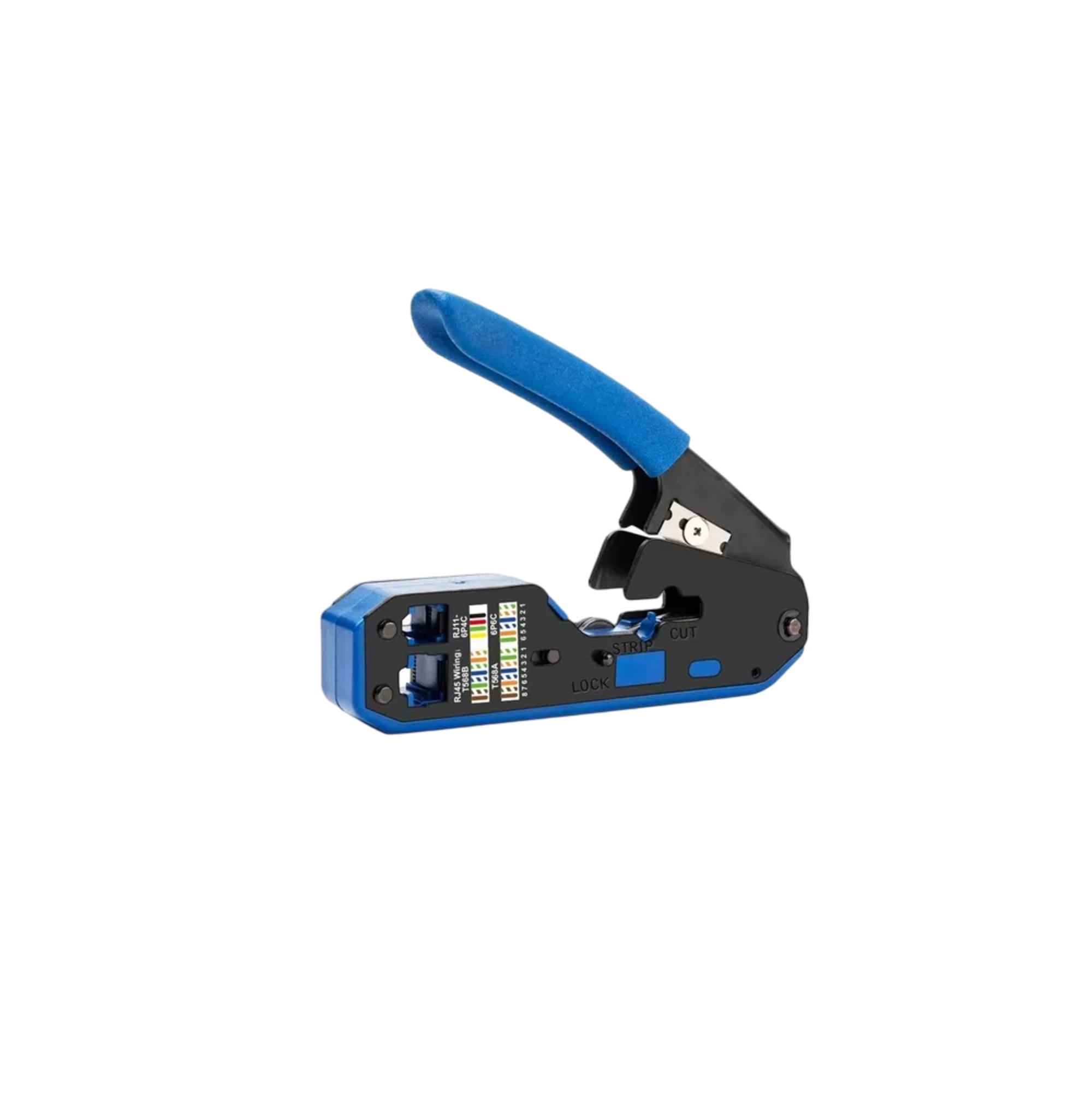 Foto 2 pulgar | Pinza Pelacables de Cable Red Rj45 Cat6 Cat5e Cat5 Rj11 Rj12 Negro y Azul