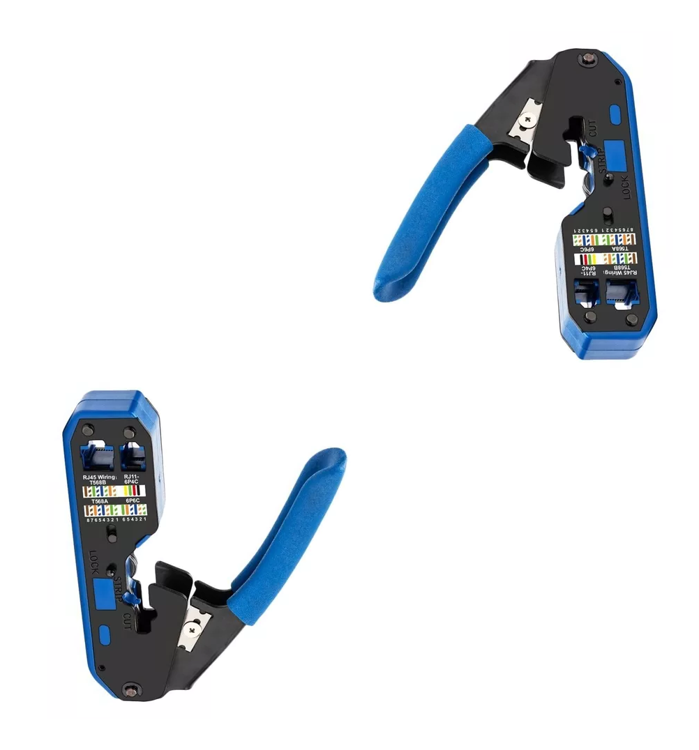 Foto 6 pulgar | Pinza Pelacables de Cable Red Rj45 Cat6 Cat5e Cat5 Rj11 Rj12 Negro y Azul