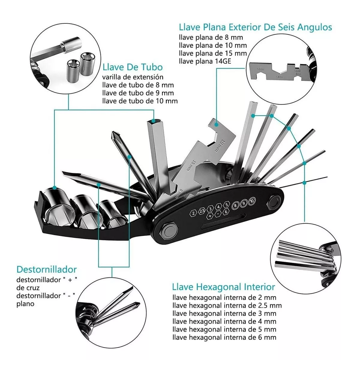 Foto 4 pulgar | Kits De Herramientas De Reparación De Bicicletas Multifuncion