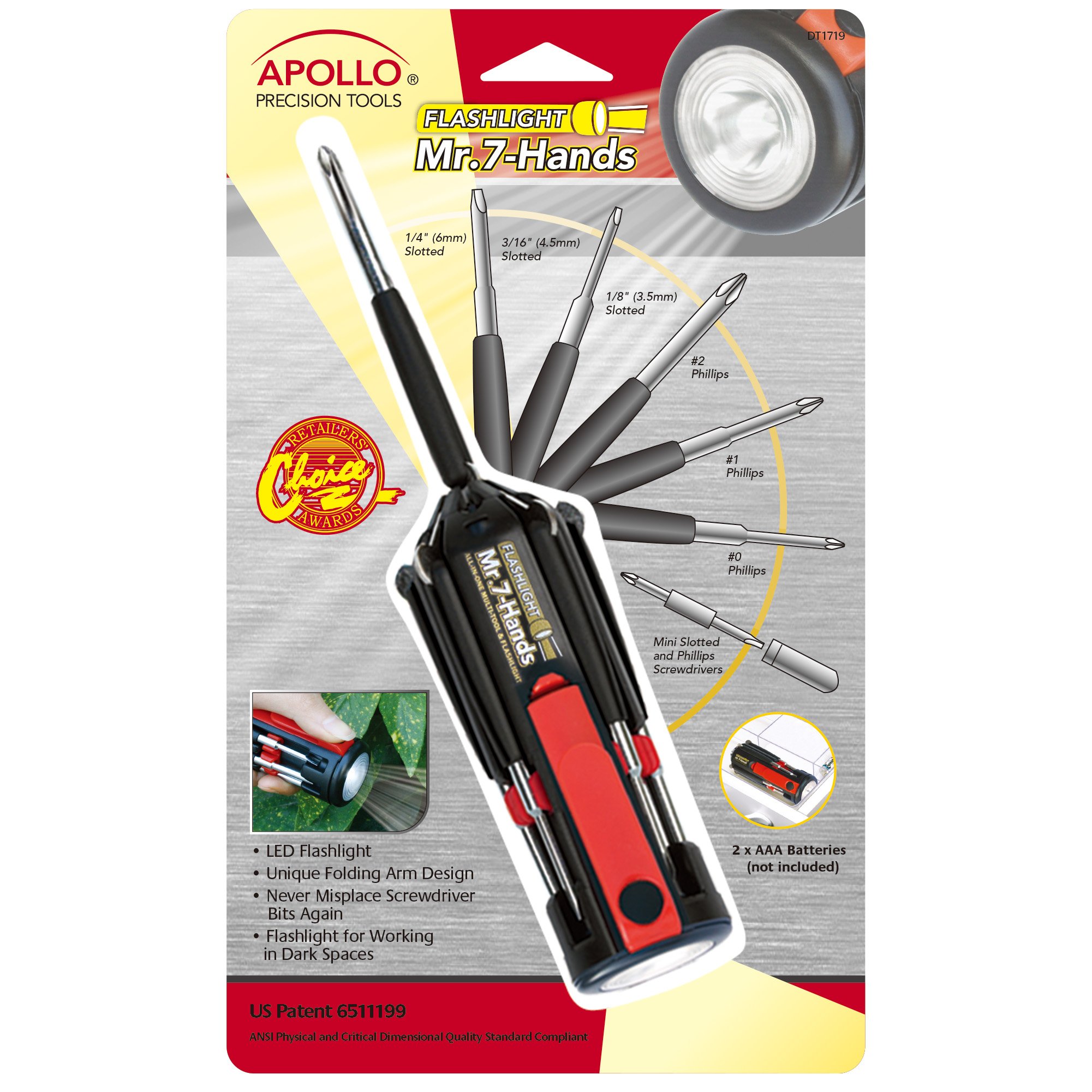 Foto 4 pulgar | Herramienta Manual Multidestornillador Apollo Tools Mr. 7-hands, Color Rojo - Venta Internacional.