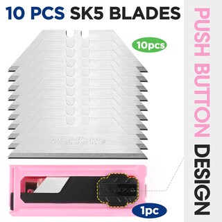 Foto 6 | Navaja Multiusos Plegable Workpro Rosa Con 10 Cuchillas Y Cinta Rosa - Venta Internacional.