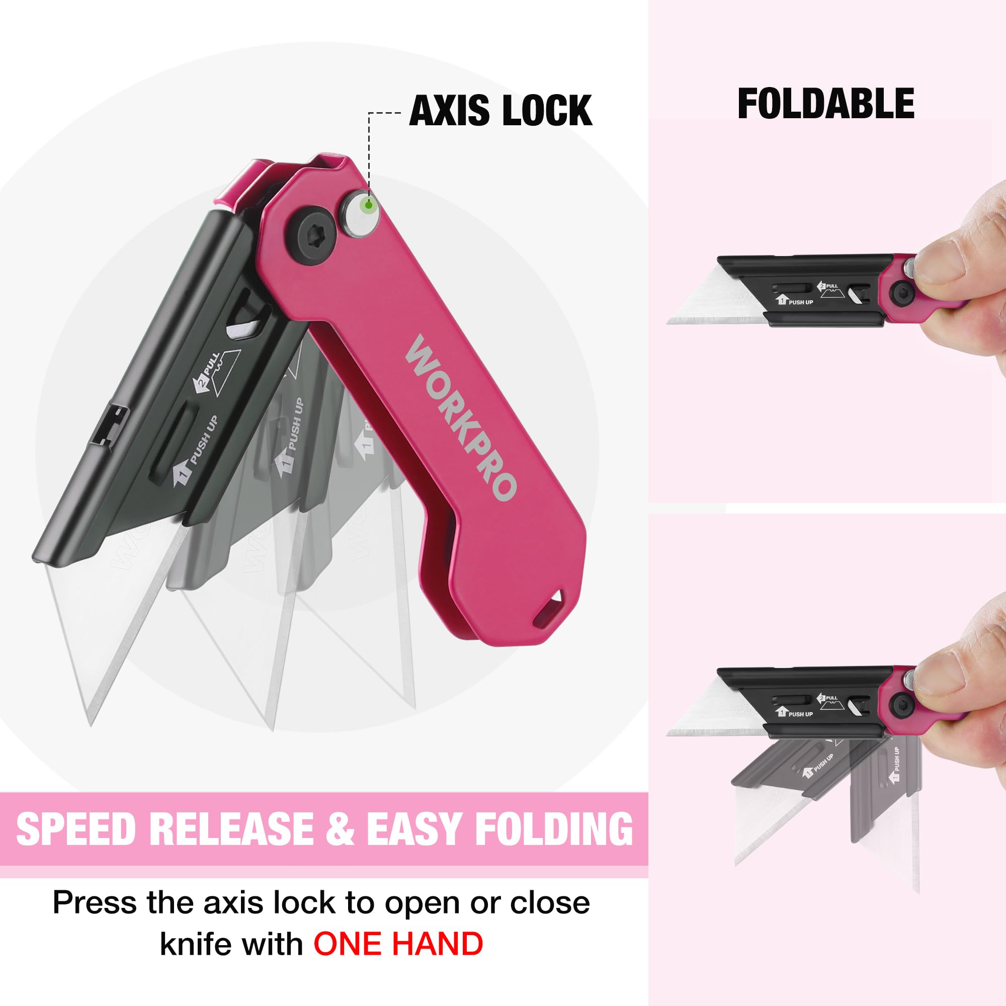 Foto 6 pulgar | Cuchillo Utilitario Plegable Workpro Mini Cortador De Cajas Con 10 Cuchillas - Venta Internacional.