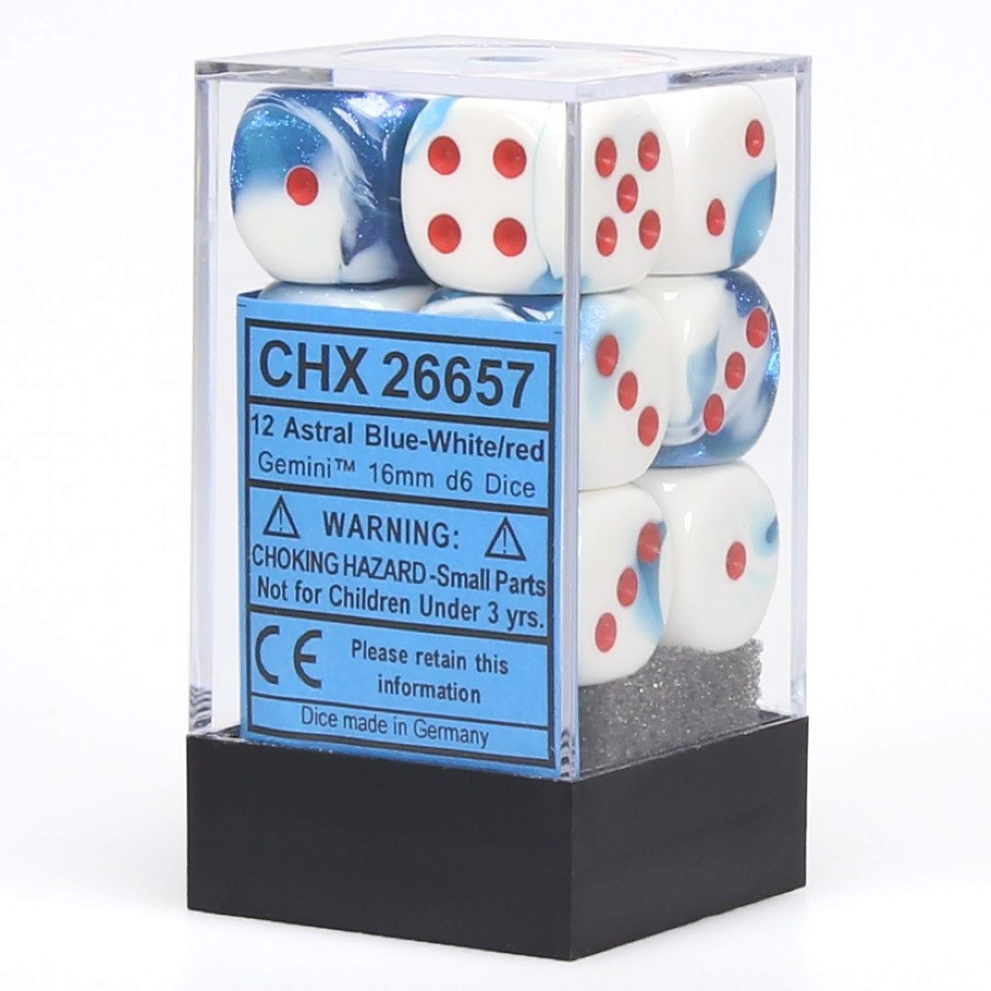 Foto 2 pulgar | Juego De Dados Chessex Gemini Astral Azul/blanco Con Rojo (12) - Venta Internacional.