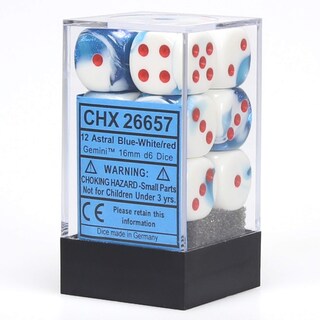 Foto 1 | Juego De Dados Chessex Gemini Astral Azul/blanco Con Rojo (12) - Venta Internacional.