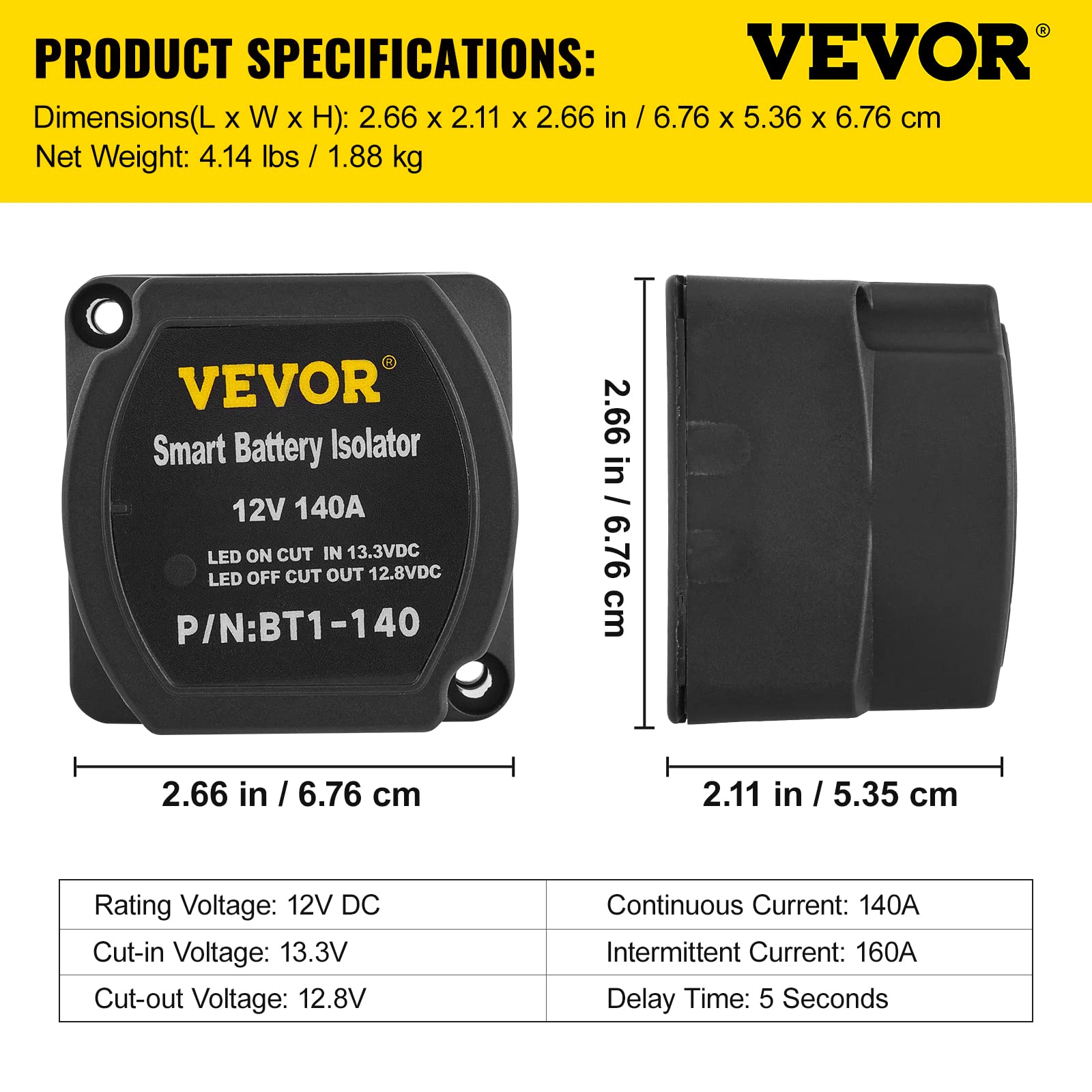 Foto 7 | Kit De Relés De Carga Dividida Vevor De 6 M Y 12 V Con Sensor De Voltaje De 140 Amperios - Venta Internacional.