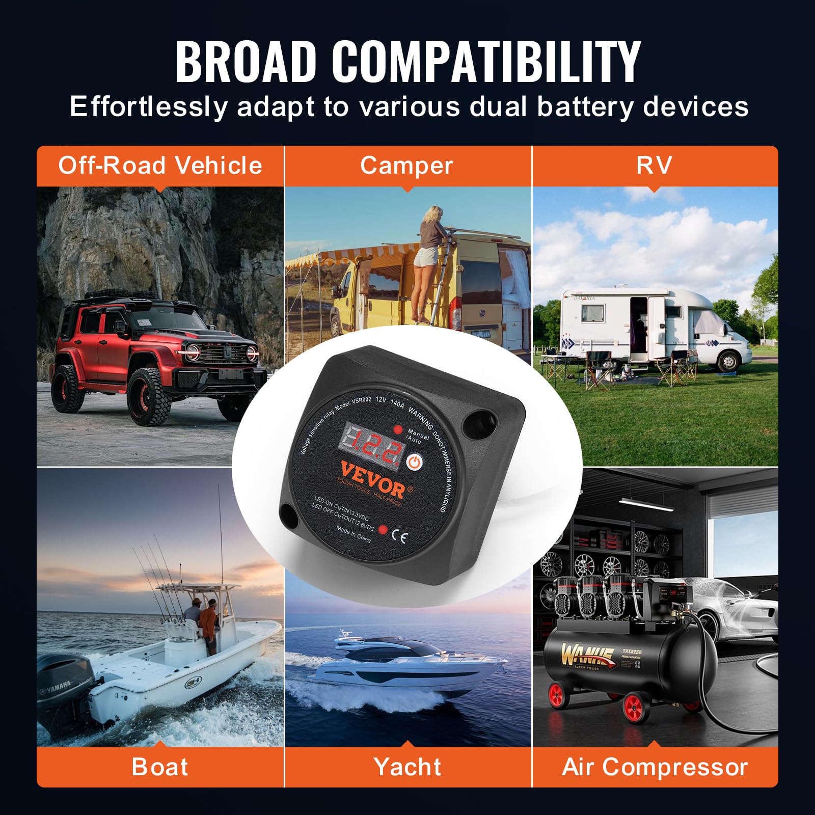 Foto 6 | Kit Aislador De Batería Vevor 12v 140amp Con Pantalla Lcd Para Atv Utv Rv - Venta Internacional.