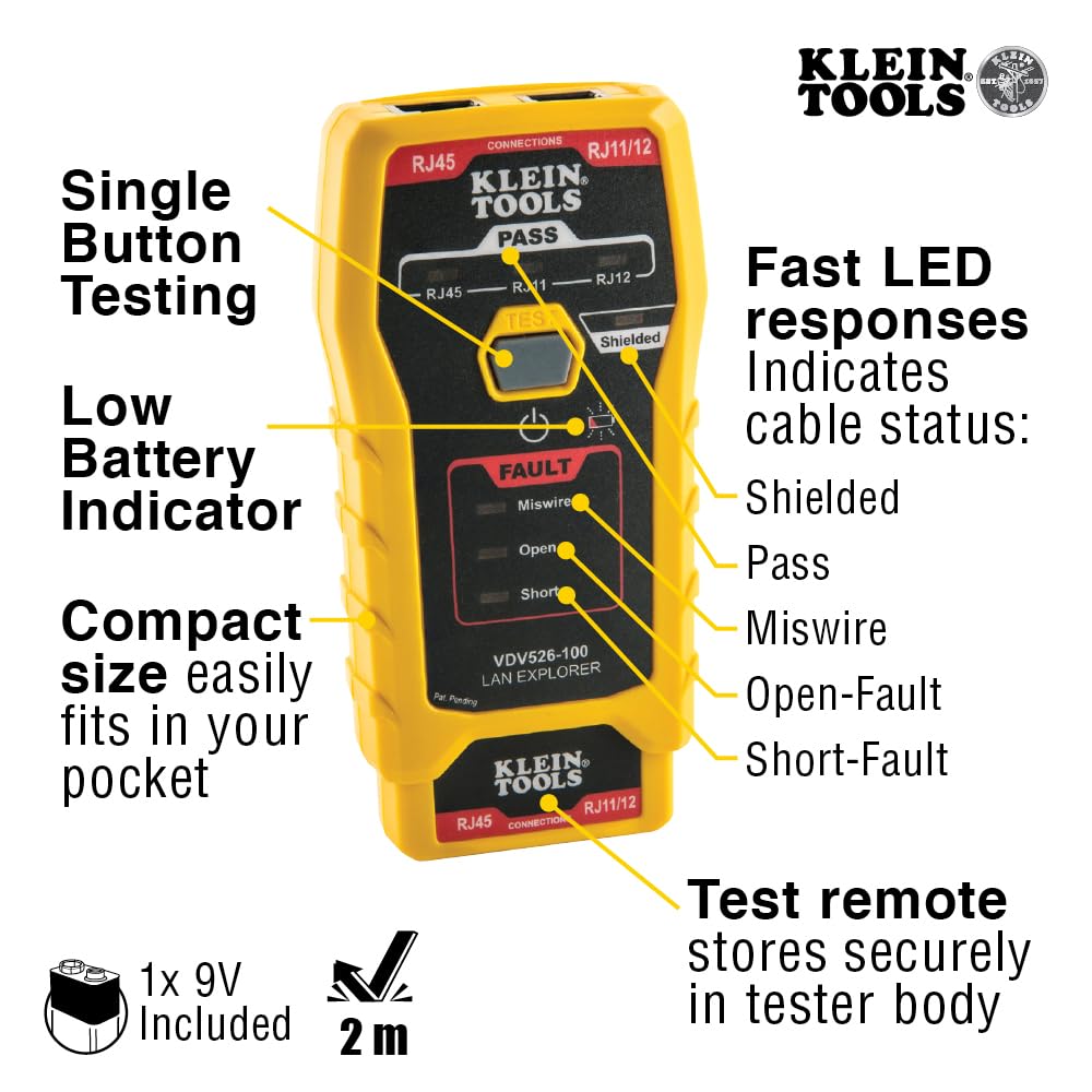 Foto 3 pulgar | Comprobador De Cables Lan De Red Klein Tools Vdv526-100 Con Control Remoto - Venta Internacional.