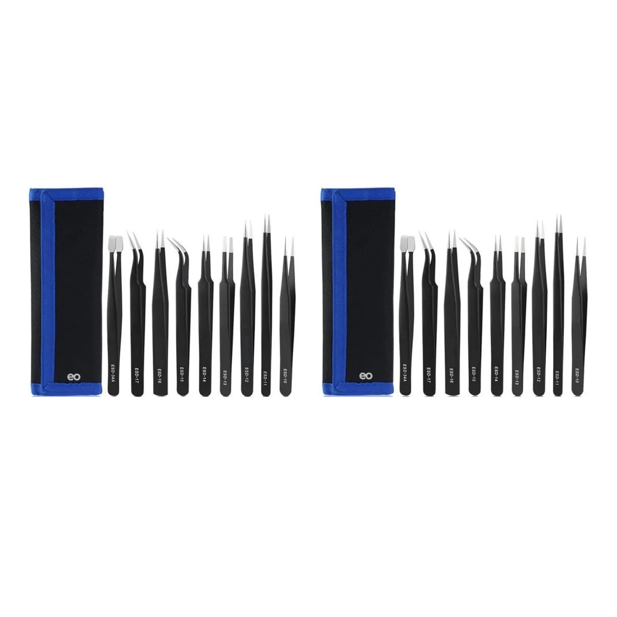 2 Piezas Kit Pinzas Antiestáticas De Precisión 20pzs Eo Safe Imports Esi-20082 Negro